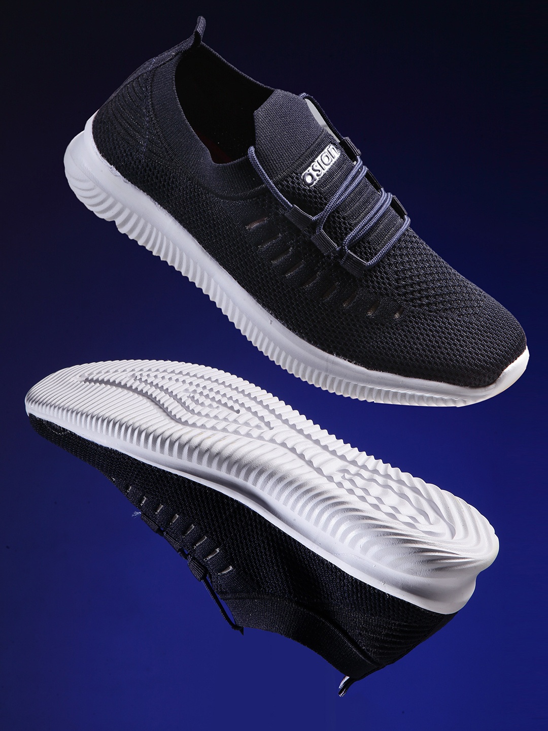 

ASIAN Men Navy Blue Woven Design Sneakers