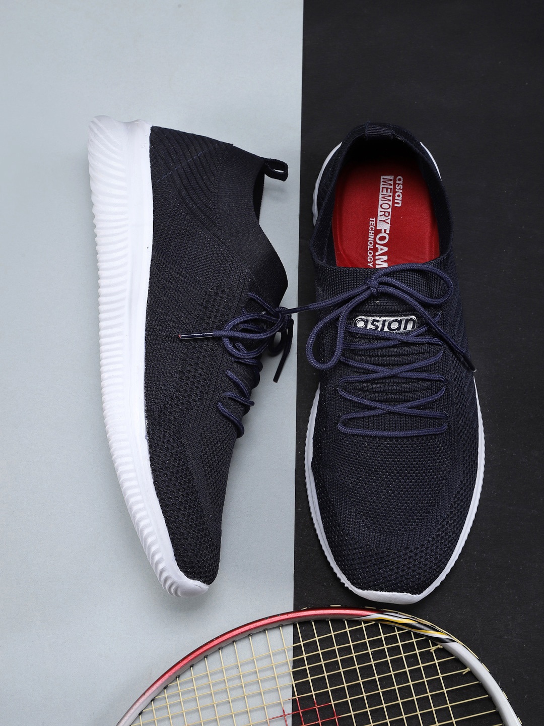 

ASIAN Men Navy Blue Woven Design Sneakers