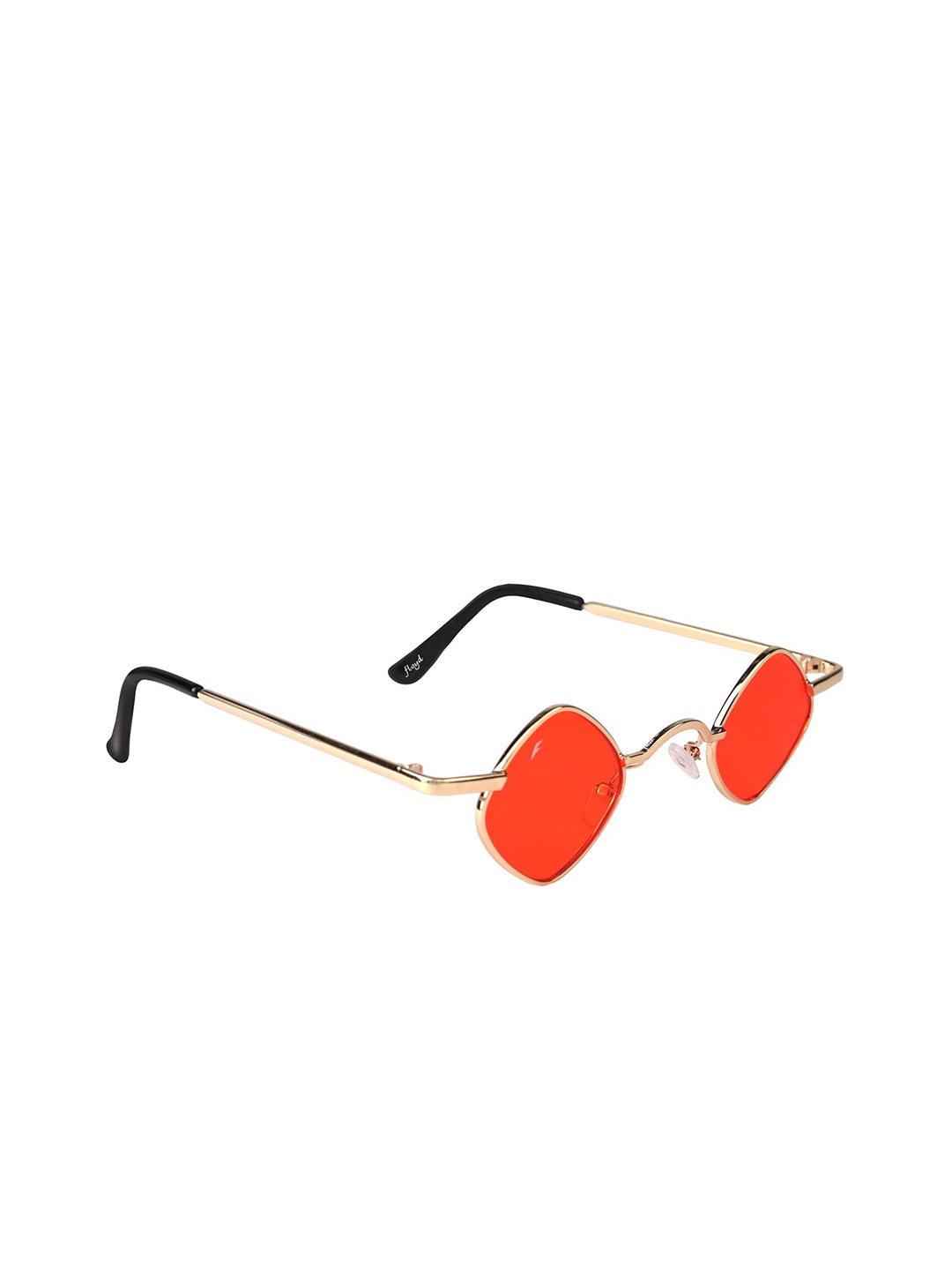 

Floyd Unisex Red Lens & Gold-Toned Rectangle Sunglasses with UV Protected Lens