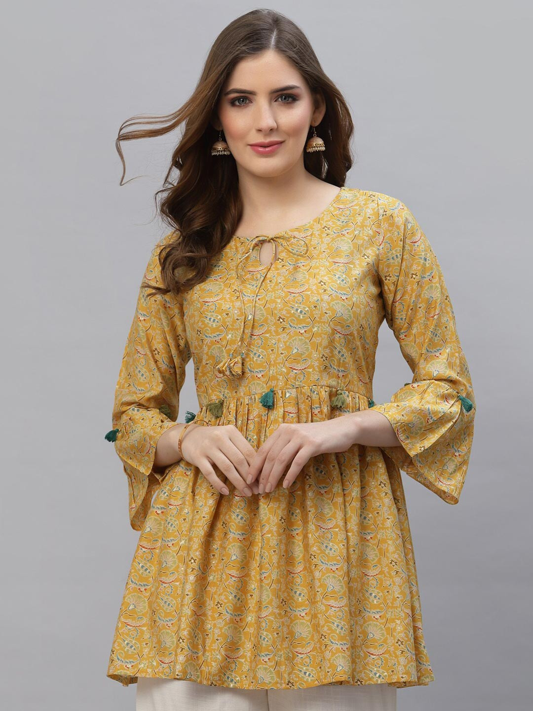 

TANKHI Yellow Modal Printed Tunic