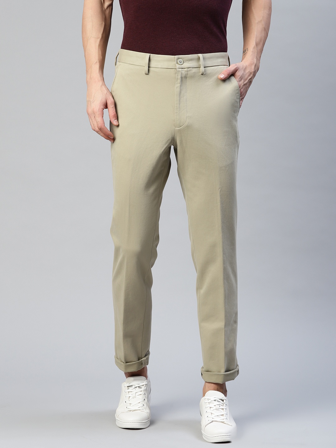 

Marks & Spencer Men Beige Solid Chinos