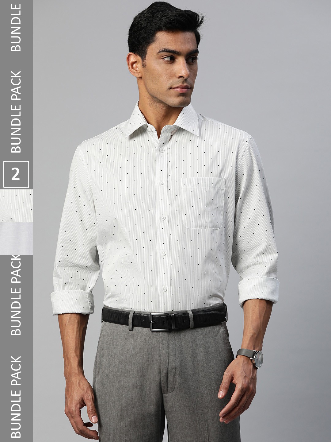 

Marks & Spencer Men Pack of 2 Formal Shirts, Grey