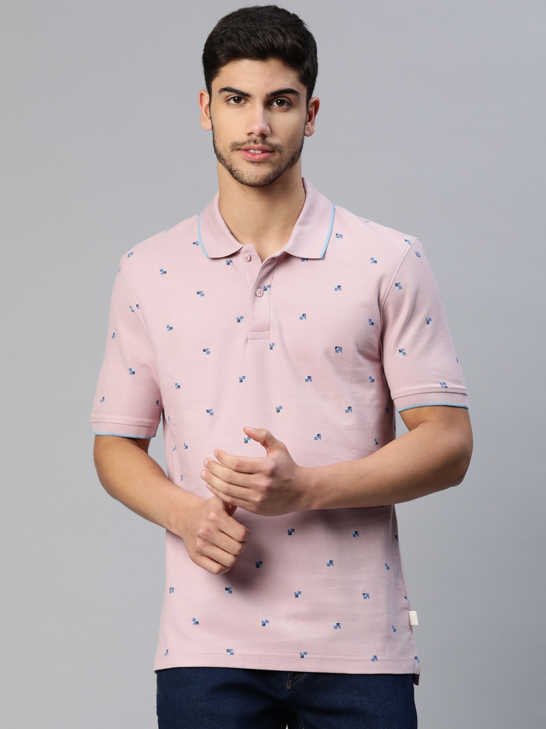 

Marks & Spencer Printed Pure Cotton Polo Collar T-shirt, Mauve