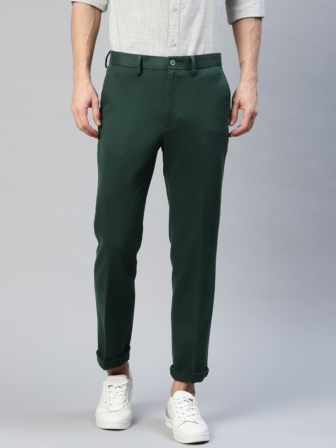 

Marks & Spencer Men Green Solid Chinos
