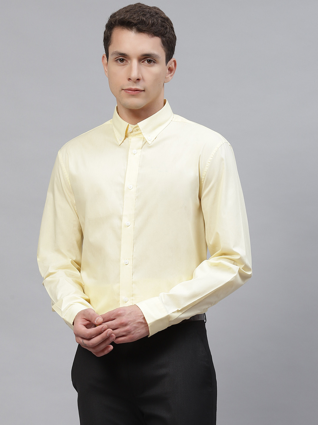 

Marks & Spencer Men Yellow Cotton Solid Formal Shirt