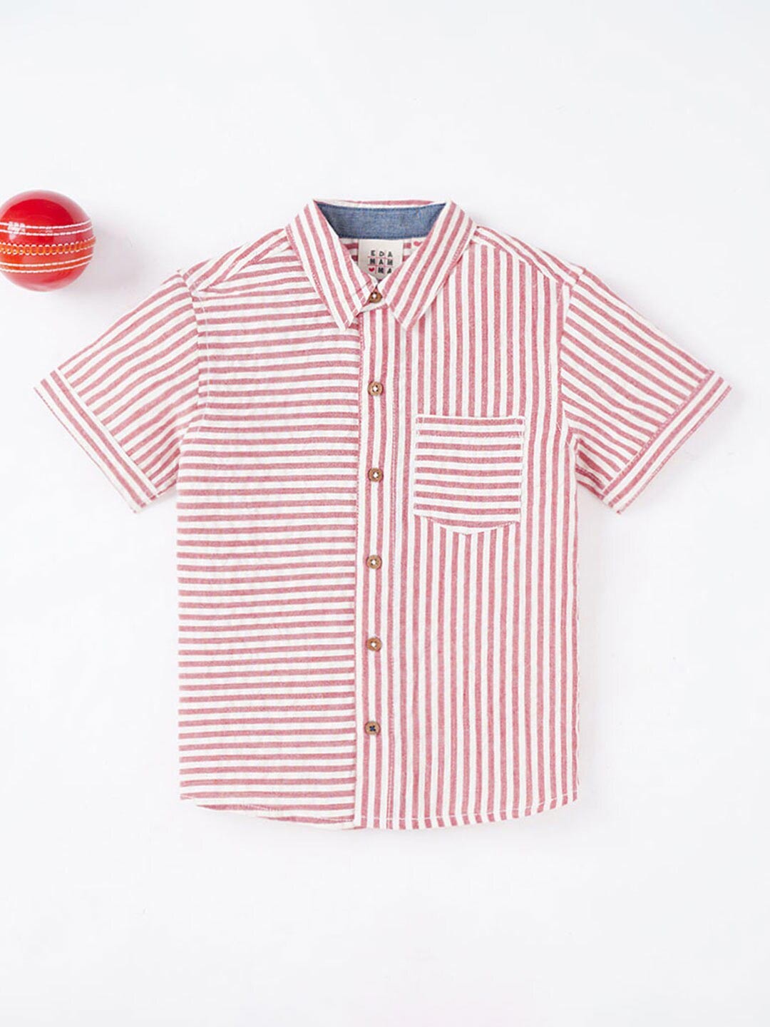 

Ed-a-Mamma Boys Red Horizontal Stripes Striped Casual Shirt