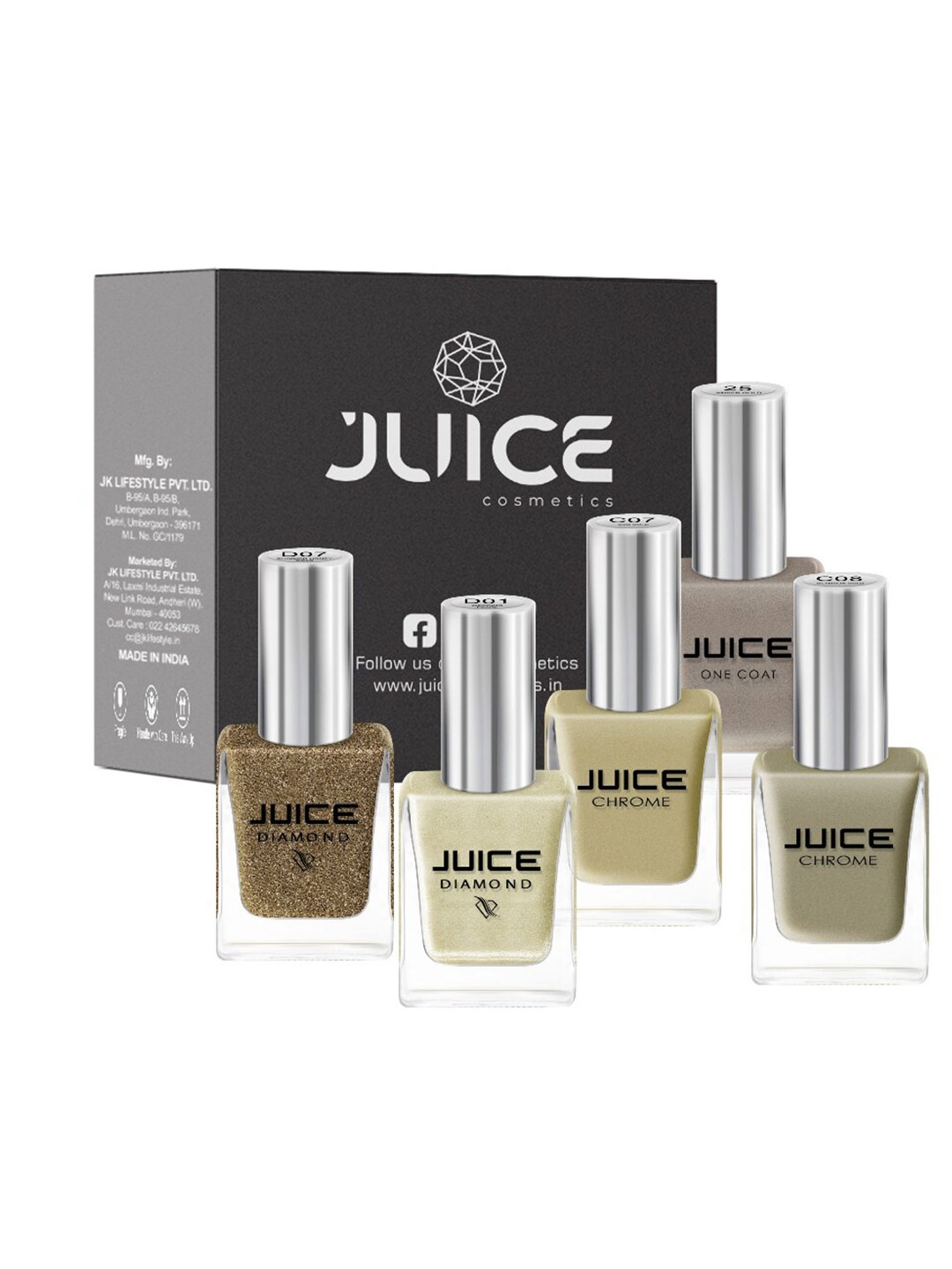 

JUICE Set Of 5 Nail Paint, Gold