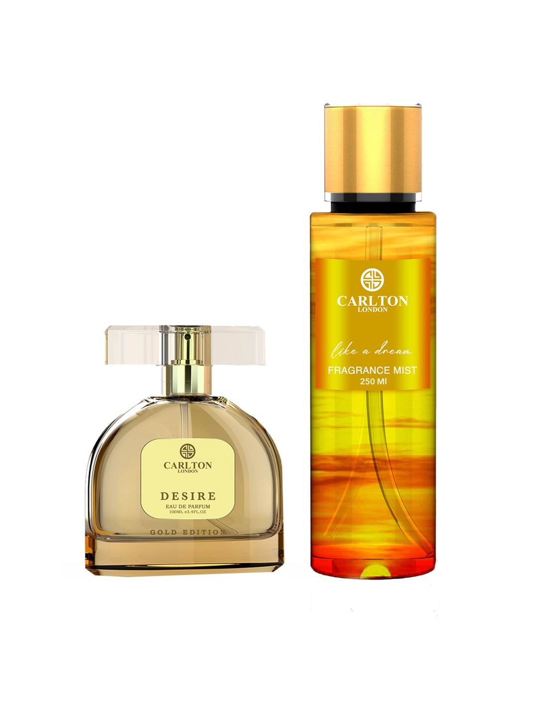 

Carlton London Women Set of Desire Eau de Parfum 100ml & Like a Dream Body Mist 250ml, Gold