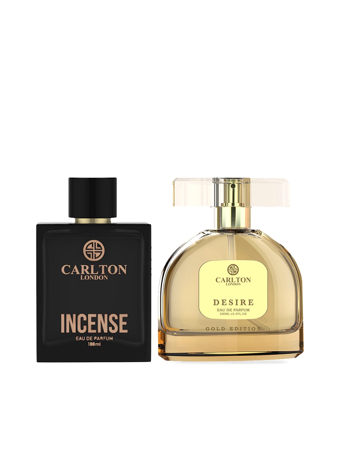 

Carlton London Set of Men & Women Eau de Parfums - Incense & Desire - 100ml each, Gold