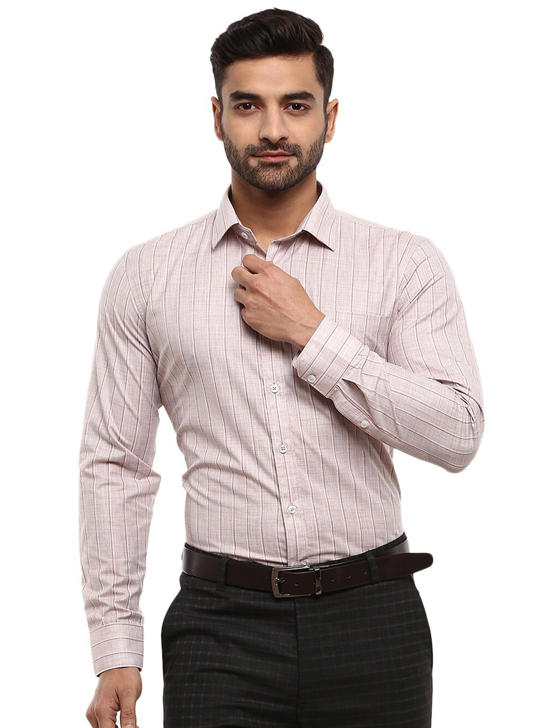 

V-Mart Men Red Grid Tattersall Checks Checked Formal Shirt
