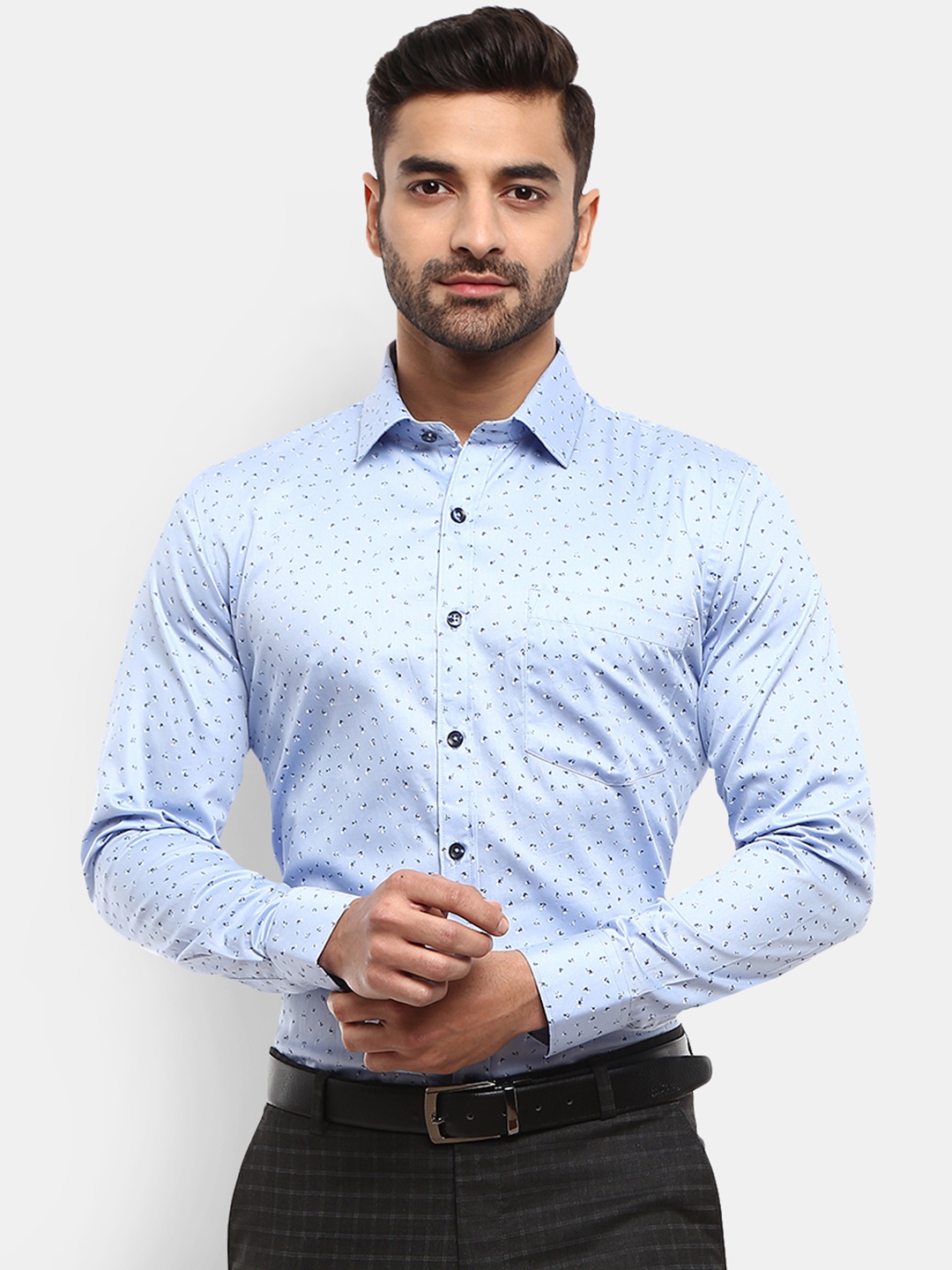 

V-Mart Men Blue Printed Formal Shirt