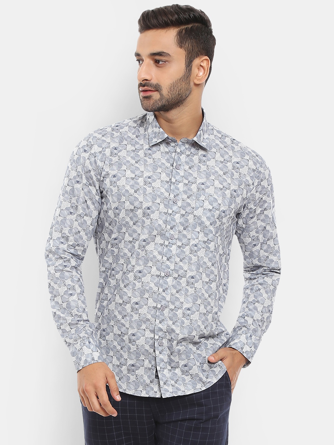 

V-Mart Men Grey Printed Casual Shirt