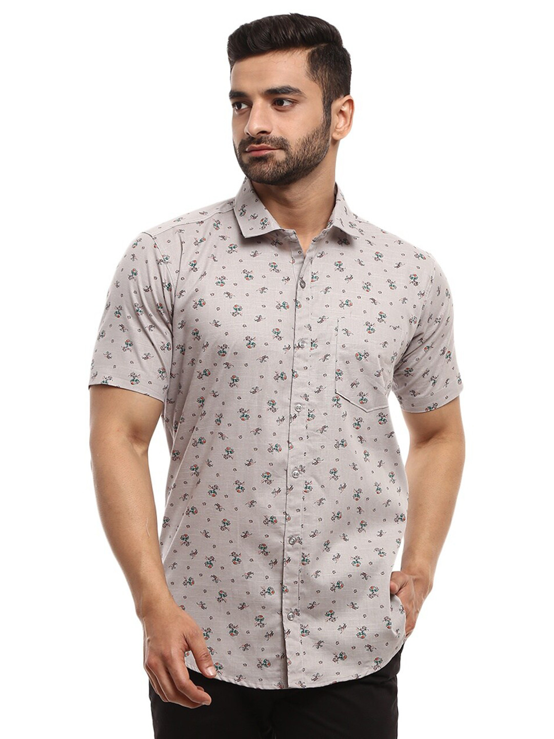 

V-Mart Men Grey Floral Printed Casual Shirt