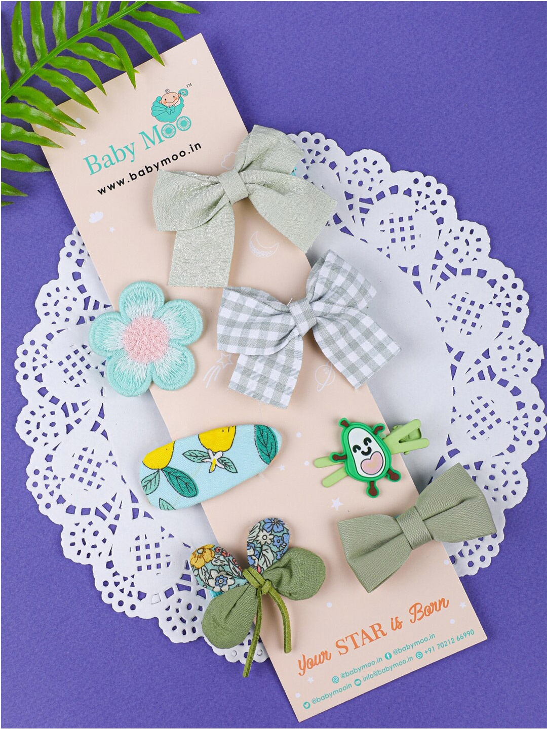 

Baby Moo Girls Blue & Green Set of 7 Tic Tac Hair Clip