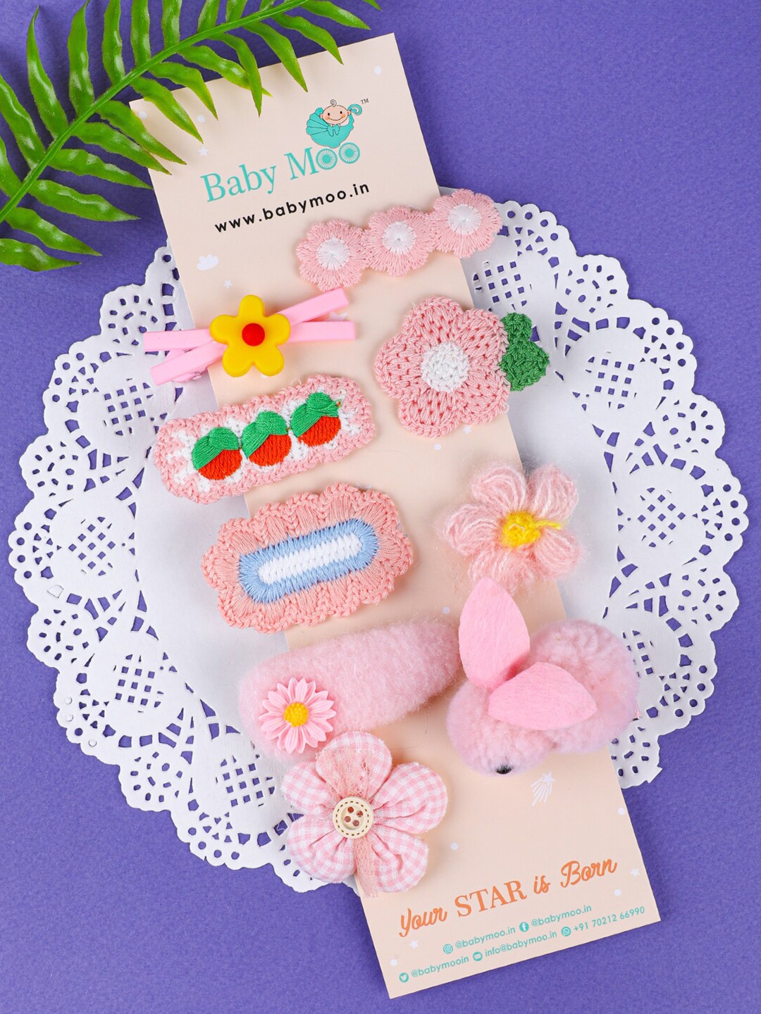 

Baby Moo Girls Pink & Green Embellished Tic Tac Hair Clip