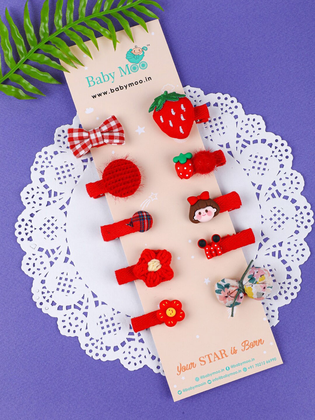 

Baby Moo Girls Red & Yellow Embellished Tic Tac Hair Clip