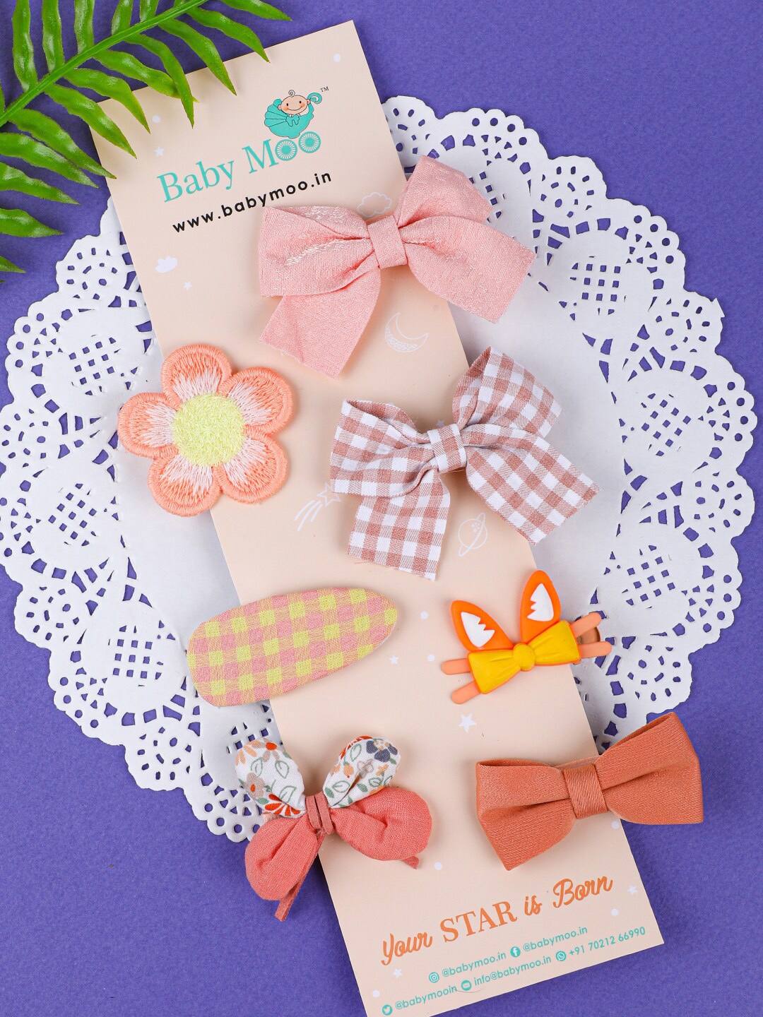 

Baby Moo Girls Pink & Yellow Set of 7 Embellished Tic Tac Hair Clip