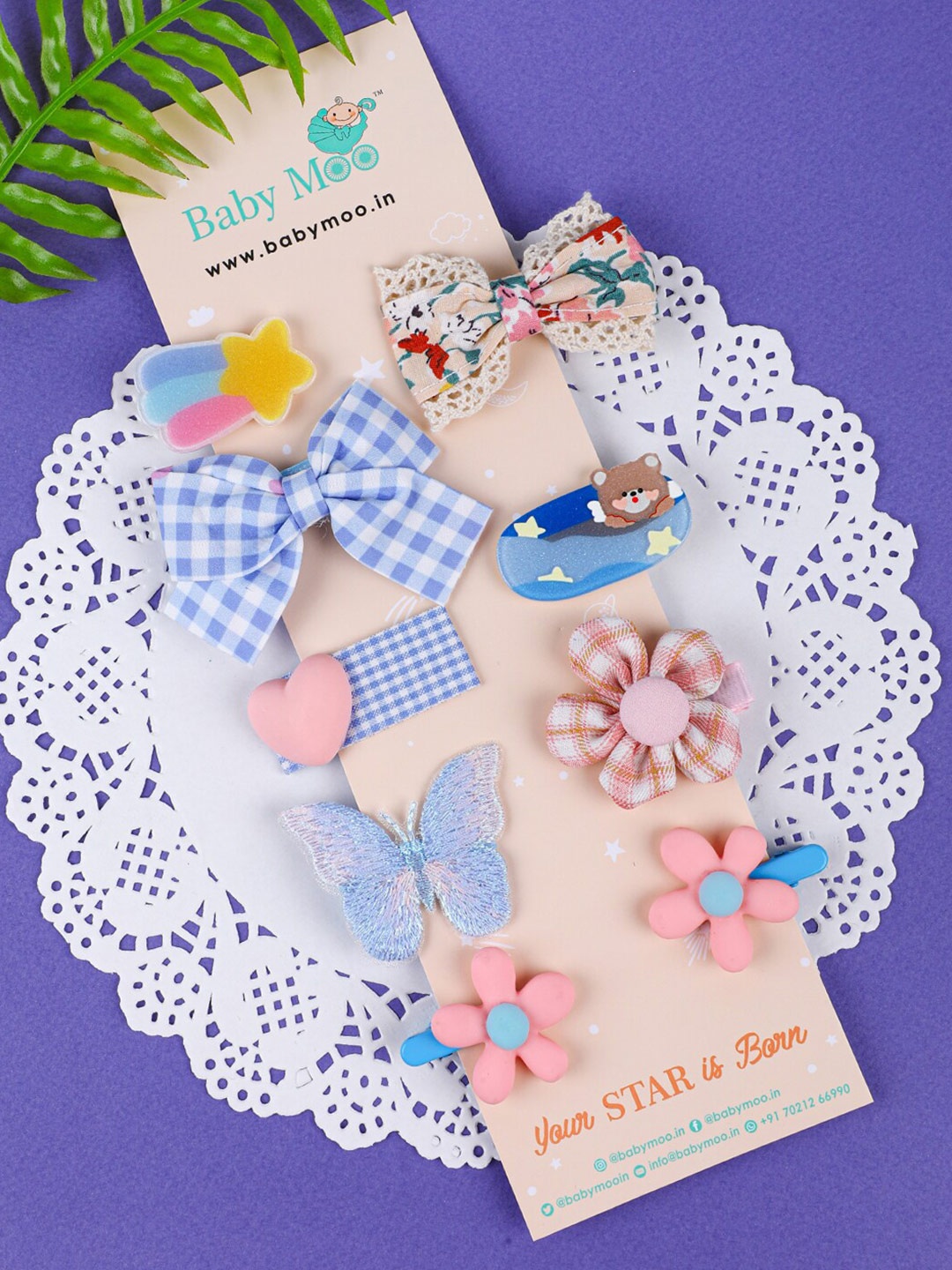 

Baby Moo Girls Blue & Pink Embellished Tic Tac Hair Clip