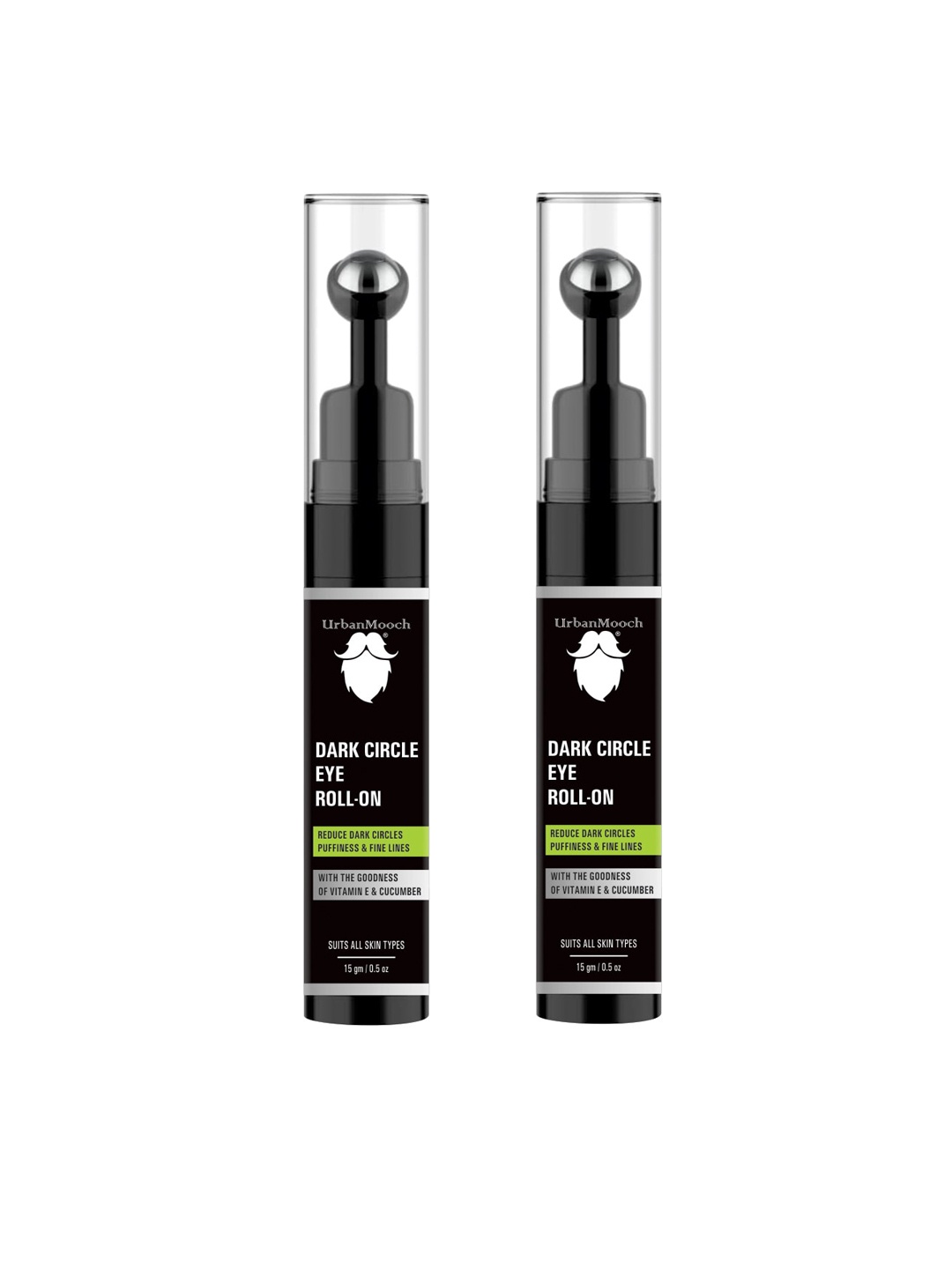 

UrbanMooch Men Set of 2 Dark Circle Undereye Roll On with Vitamin E & Cucumber - 15 g Each, Black