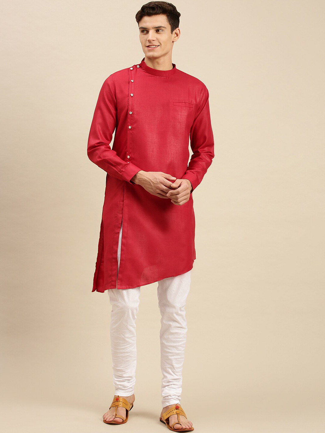 

Sanwara Men Red Kurta with Churidar