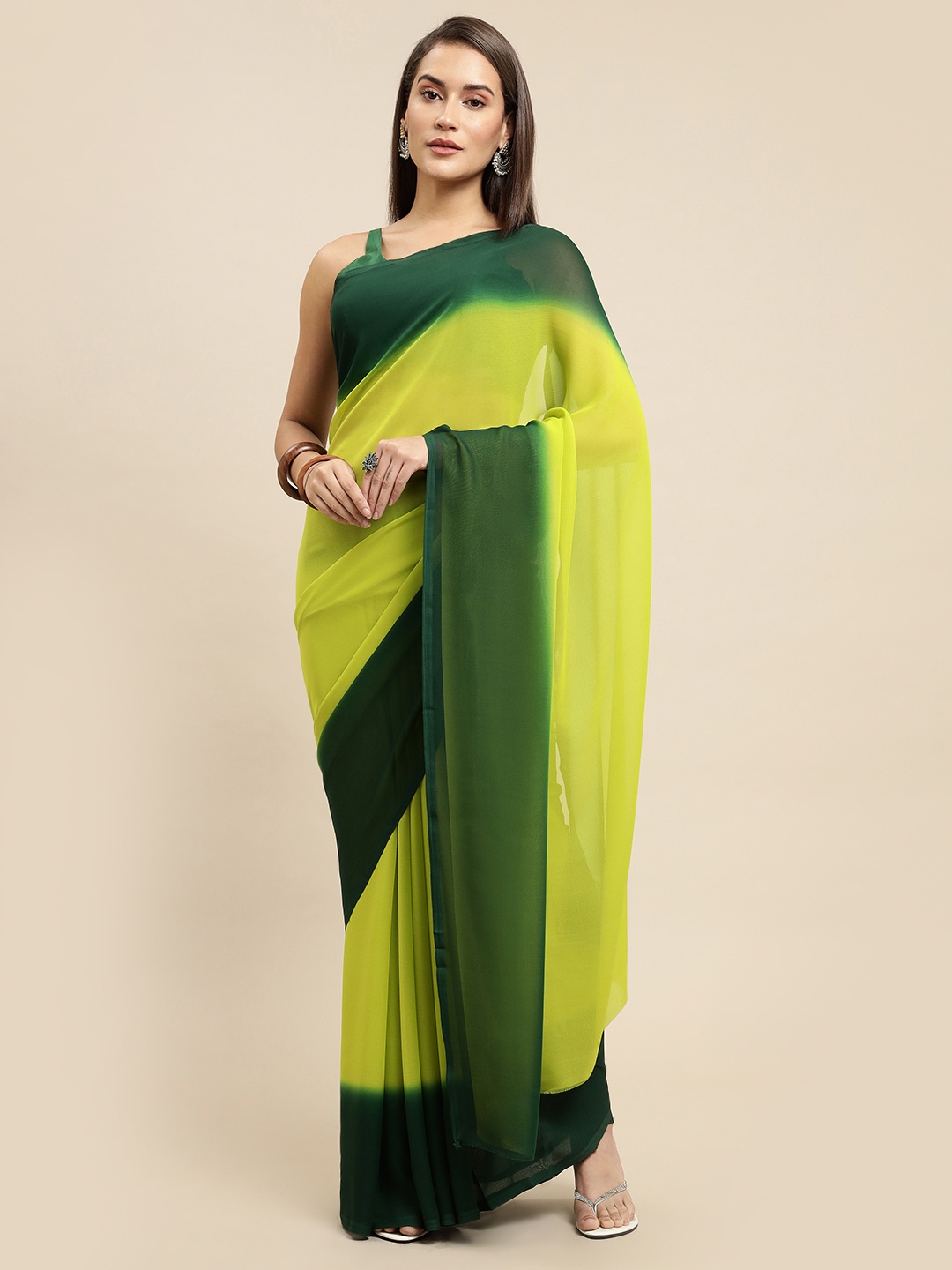 

ANAND SAREES Women Green Ombre Saree