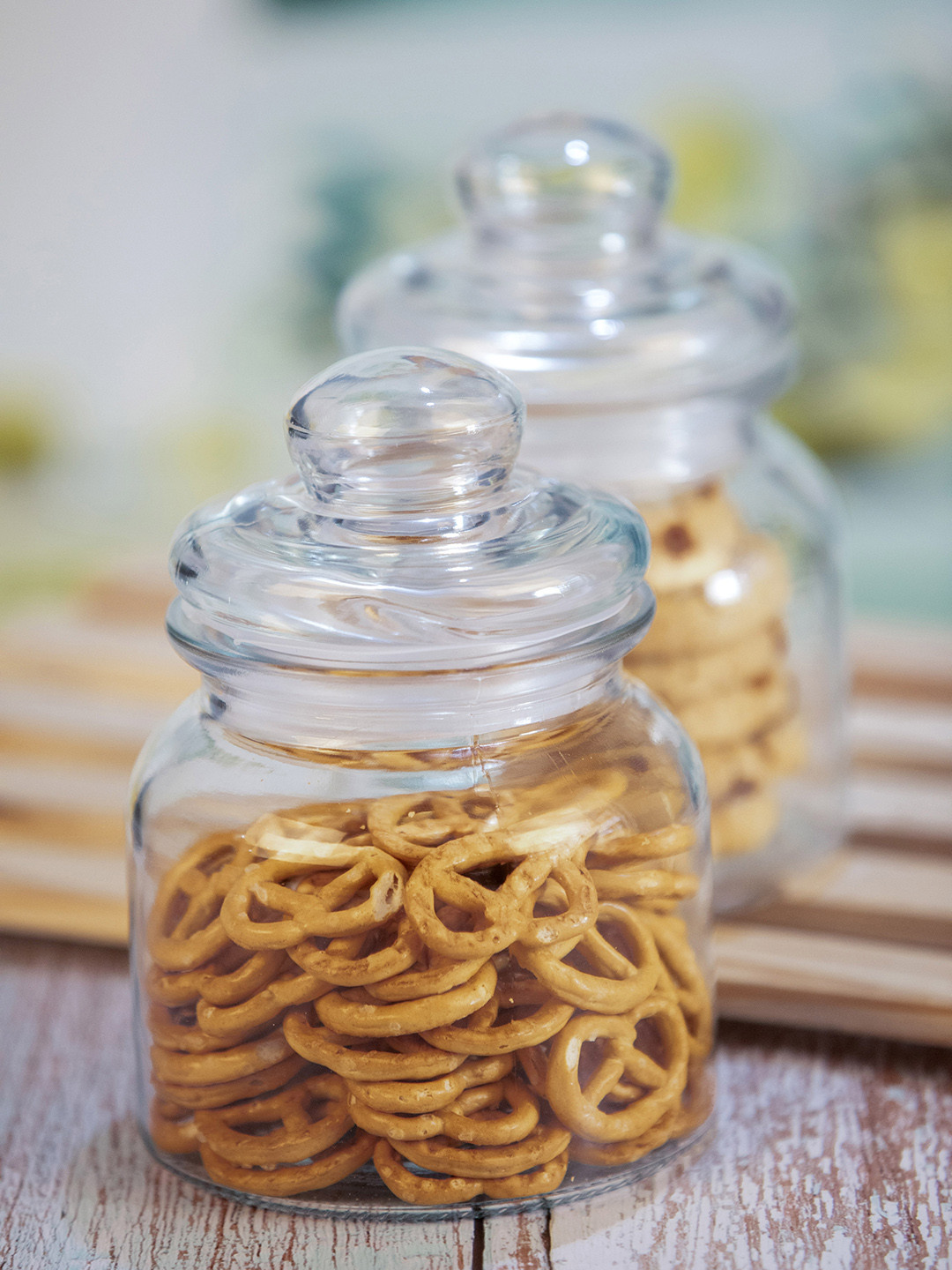 

White Gold Set of 2 Transparent Glass Jars With Lid
