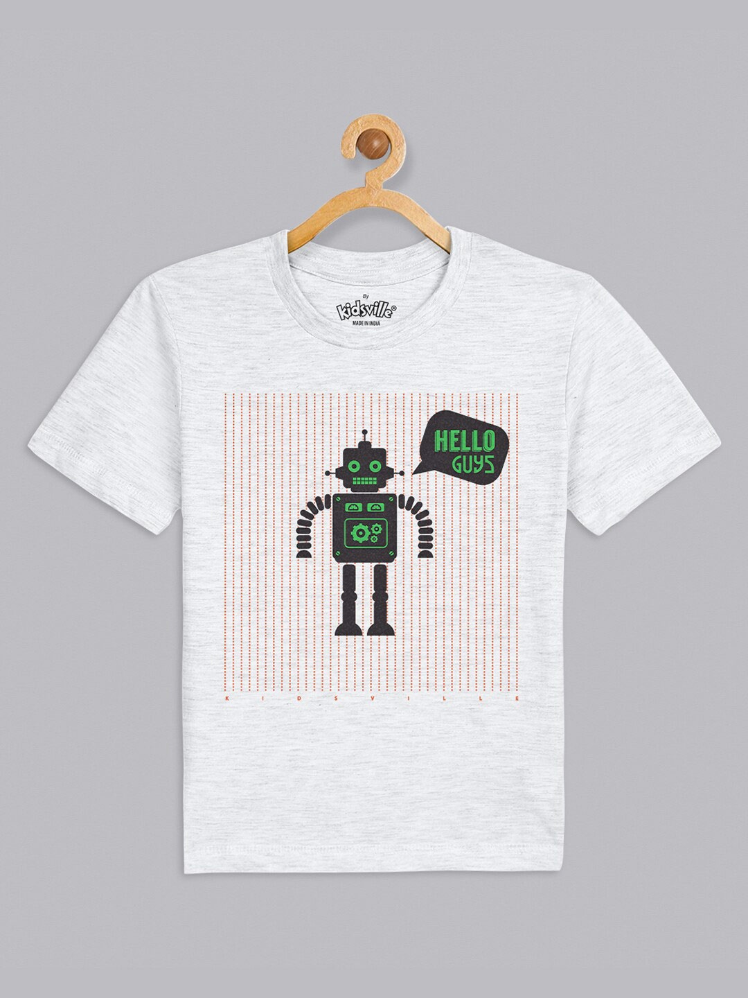 

Kids Ville Boys Grey & Green Printed Pure Cotton Tshirts