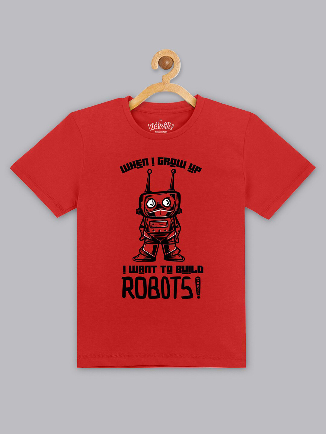

Kids Ville Boys Red Printed Cotton T-shirts