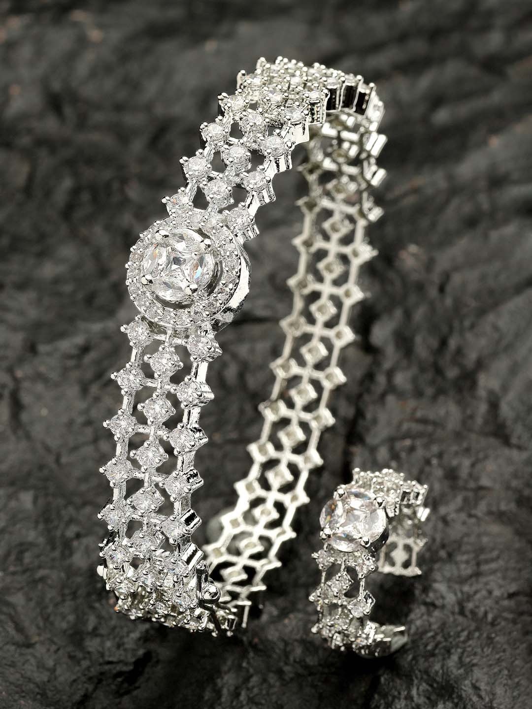 

ZENEME Women White Bracelet, Silver