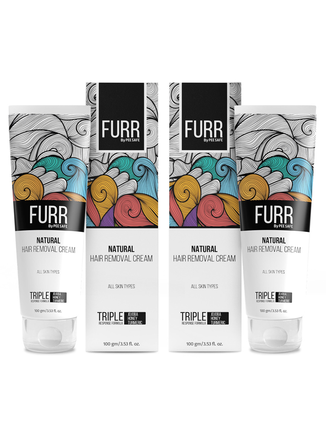 

PEESAFE Furr Set of 2 Natural Hair Removal Cream for All Skin Types - 100 g Each, White