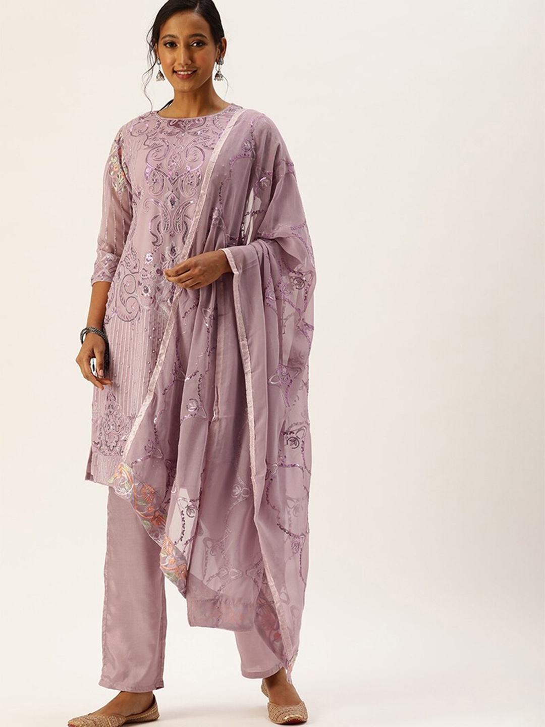 

cbazaar Lavender Unstitched Dress Material
