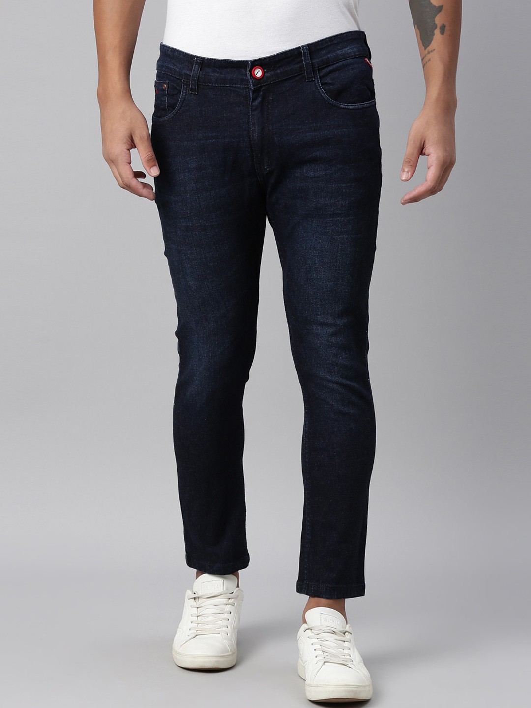 

CINOCCI Men Blue Tapered Fit Light Fade Stretchable Jeans