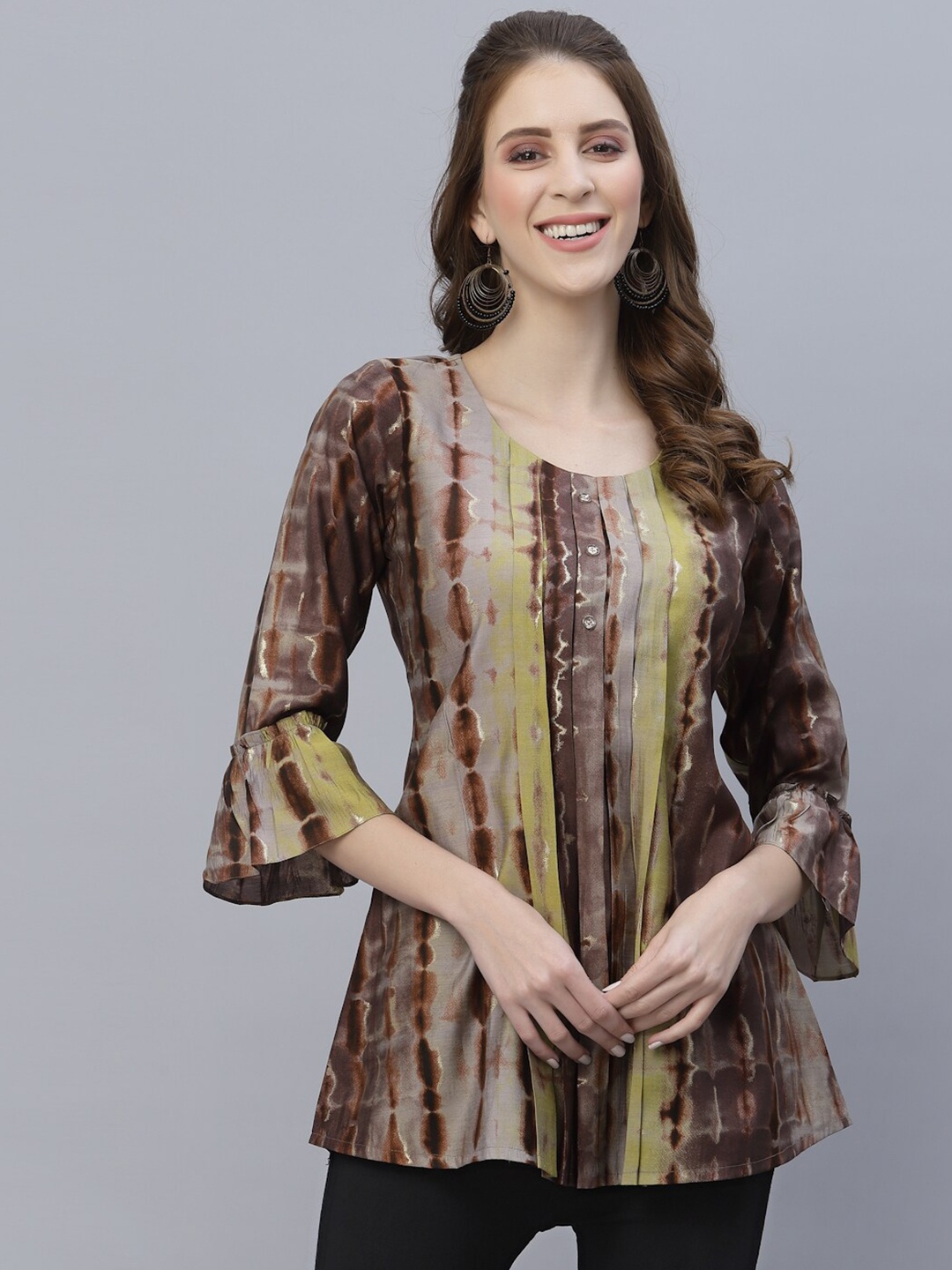 

TANKHI Brown & Green Modal Printed Tunic