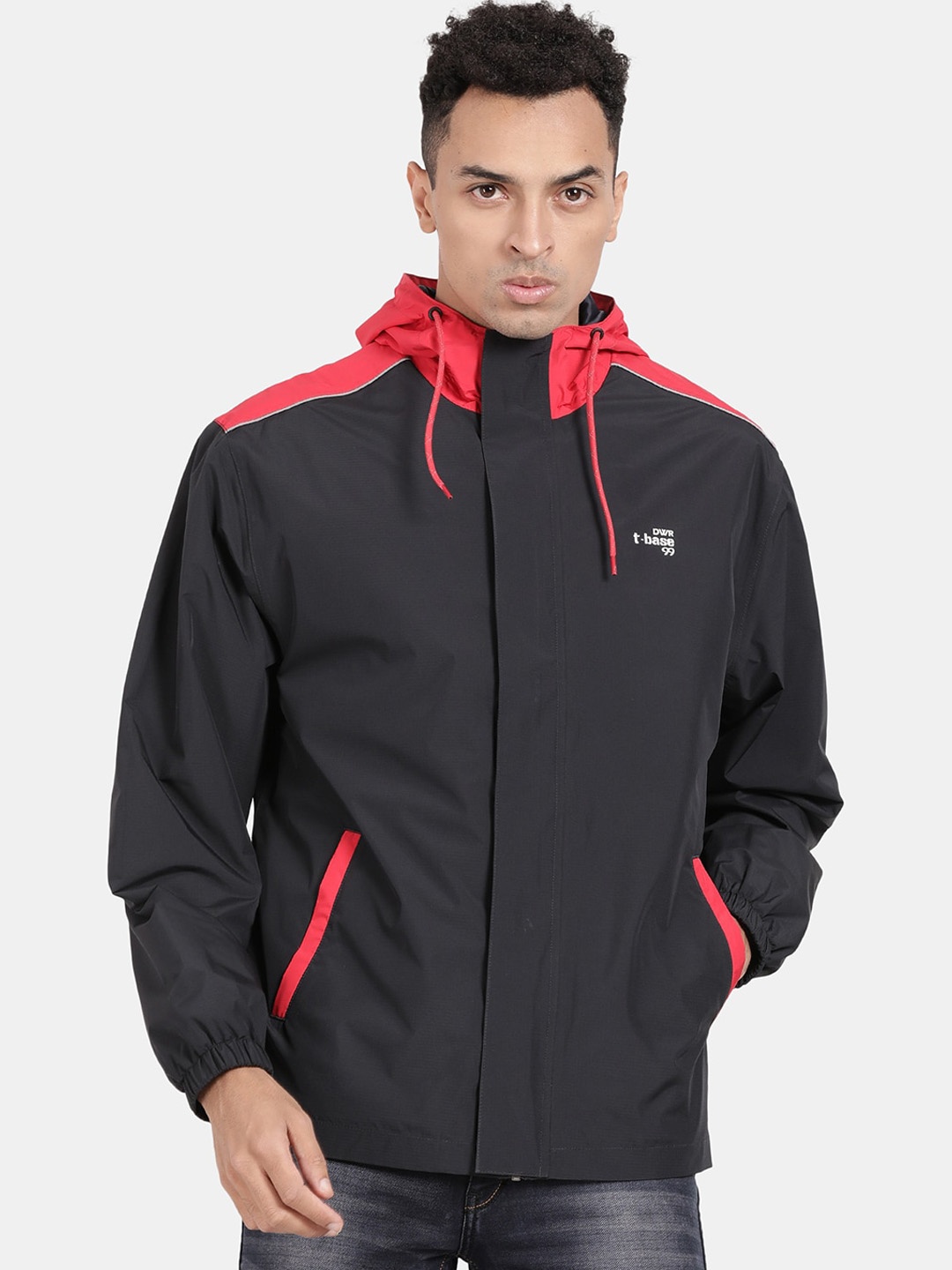 

t-base Men Navy Blue Windcheater and Water Resistant Sporty Jacket