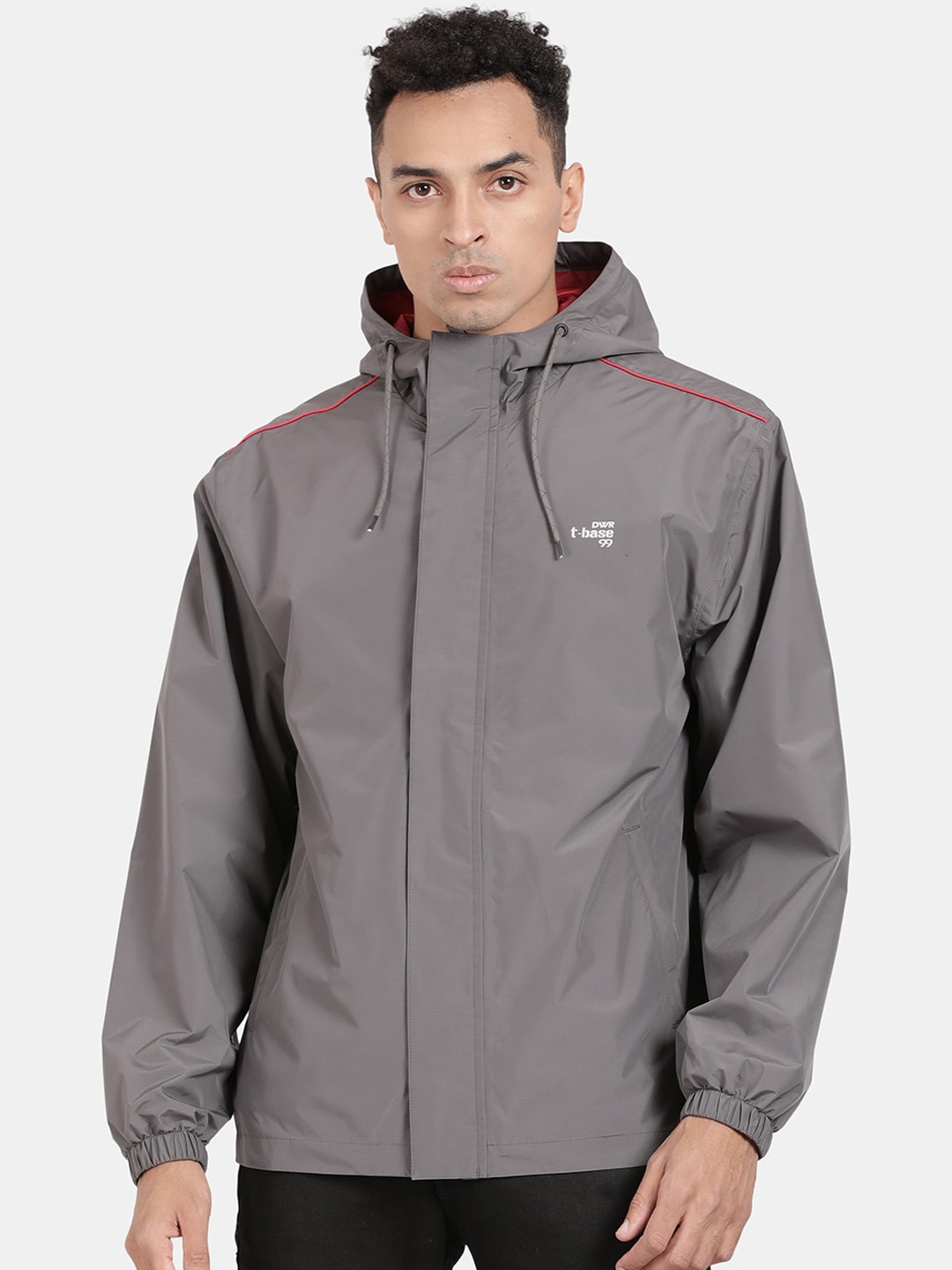 

t-base Men Grey Windcheater and Water Resistant Sporty Jacket