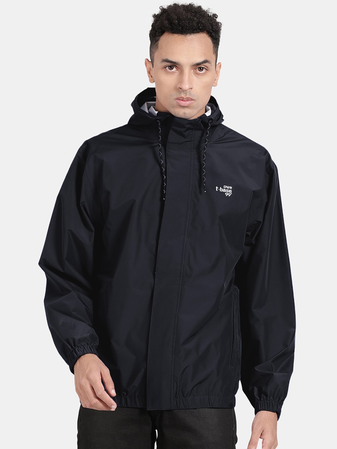 

t-base Men Navy Blue Geometric Windcheater and Water Resistant Sporty Jacket