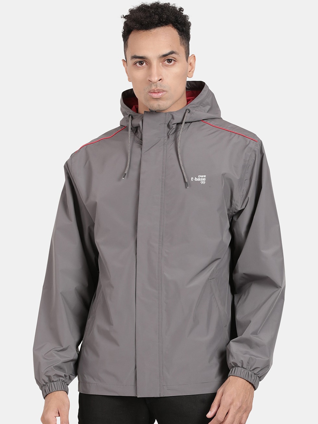 

t-base Men Grey Windcheater and Water Resistant Sporty Jacket