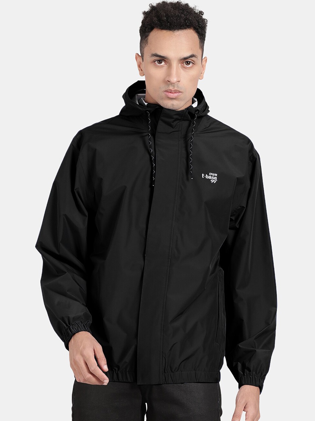 

t-base Men Black Windcheater and Water Resistant Sporty Jacket