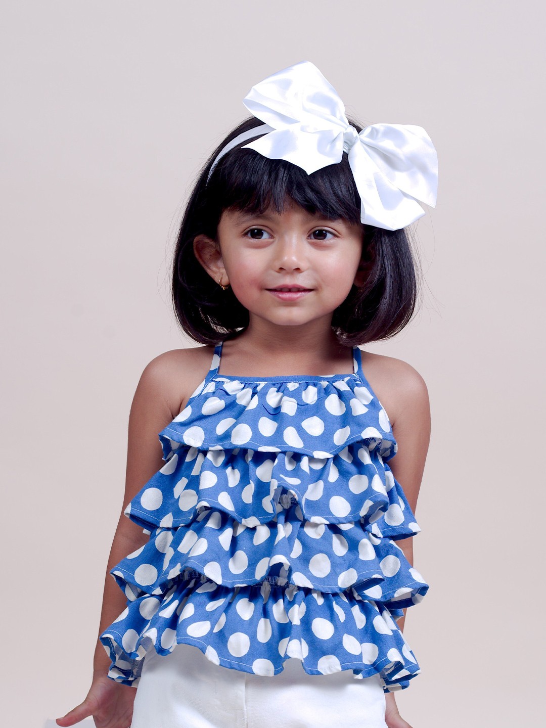 

Little Carrot Blue & soap Floral Print Layered Top