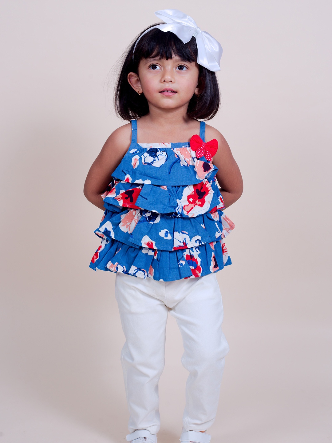

Little Carrot Blue & true blue Floral Print Layered Peplum Top