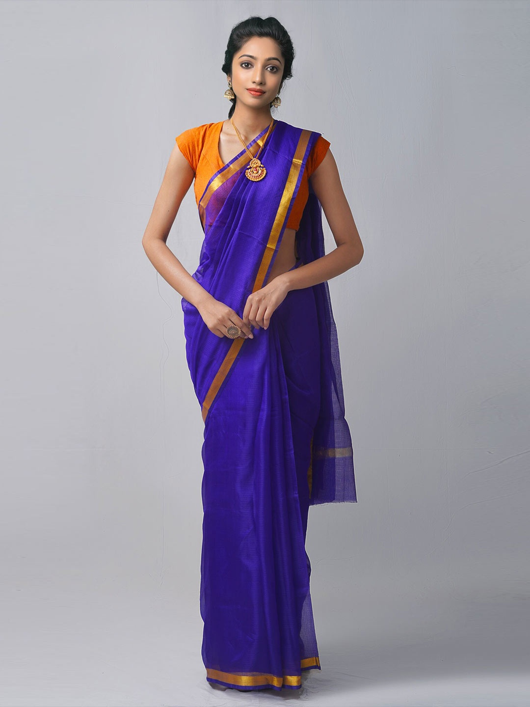 

Unnati Silks Blue Zari Pure Silk Kota Saree
