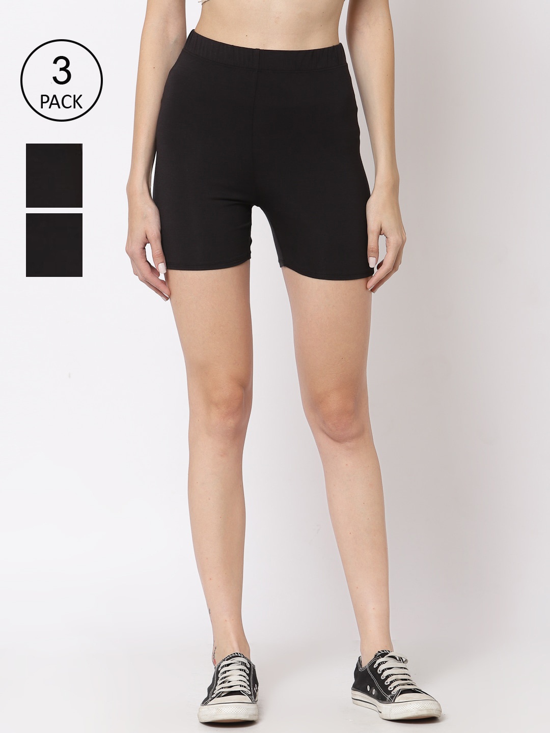 

YOONOY Women Black Skinny Fit Cycling Shorts