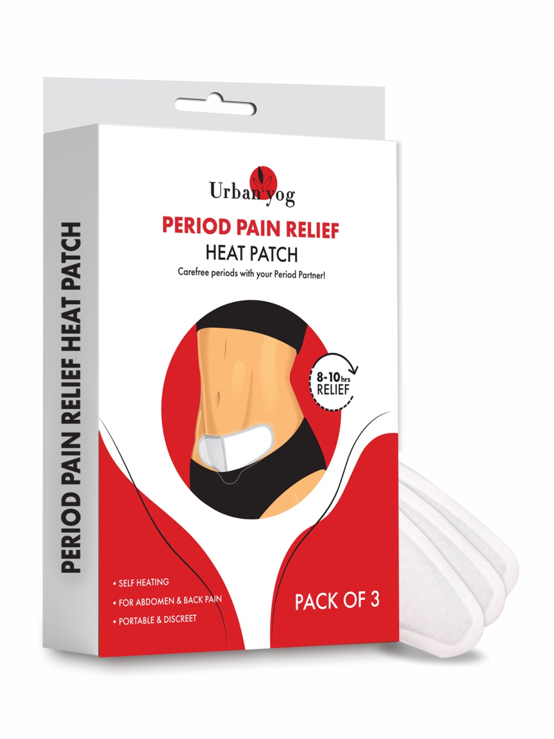 

URBANYOG Period Pain Relief Heat Patches - 3 Patches, White