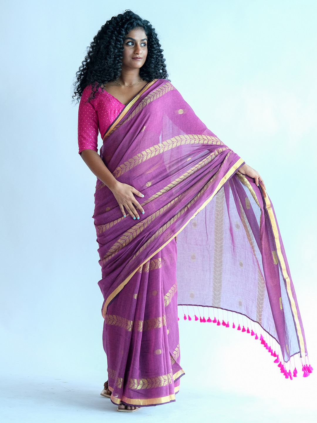 

Suta Pink & Yellow Woven Design Saree