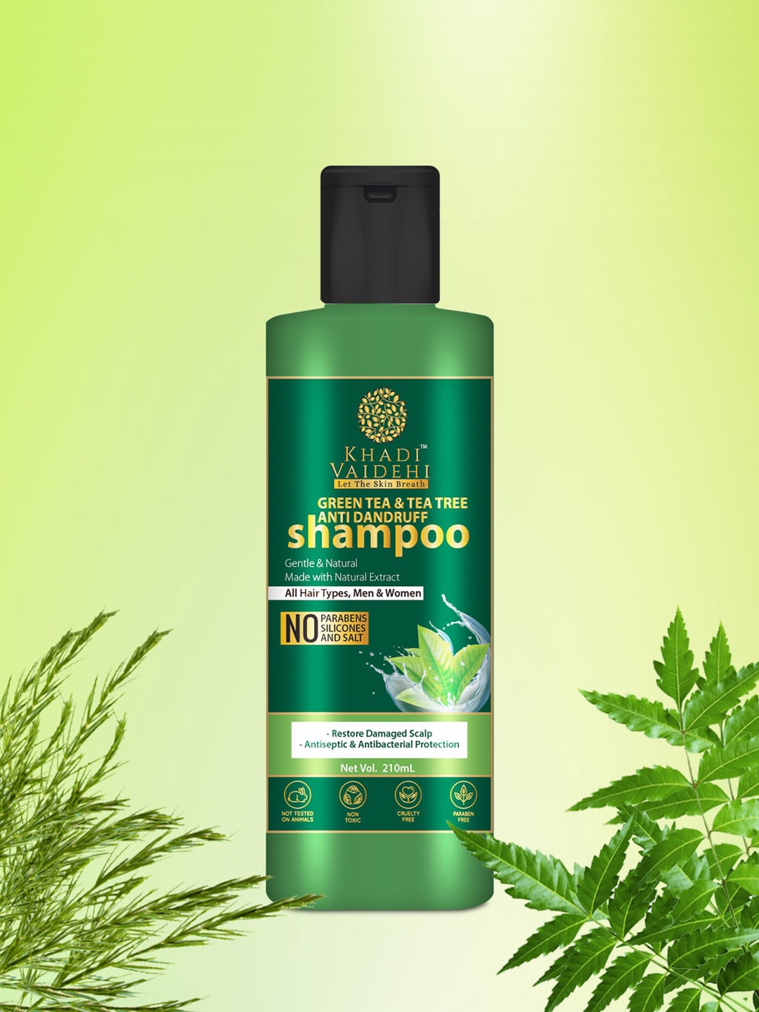 

Khadi Vaidehi Green Tea & Tea Tree Paraben-Free Anti-Dandruff Shampoo - 210 ml