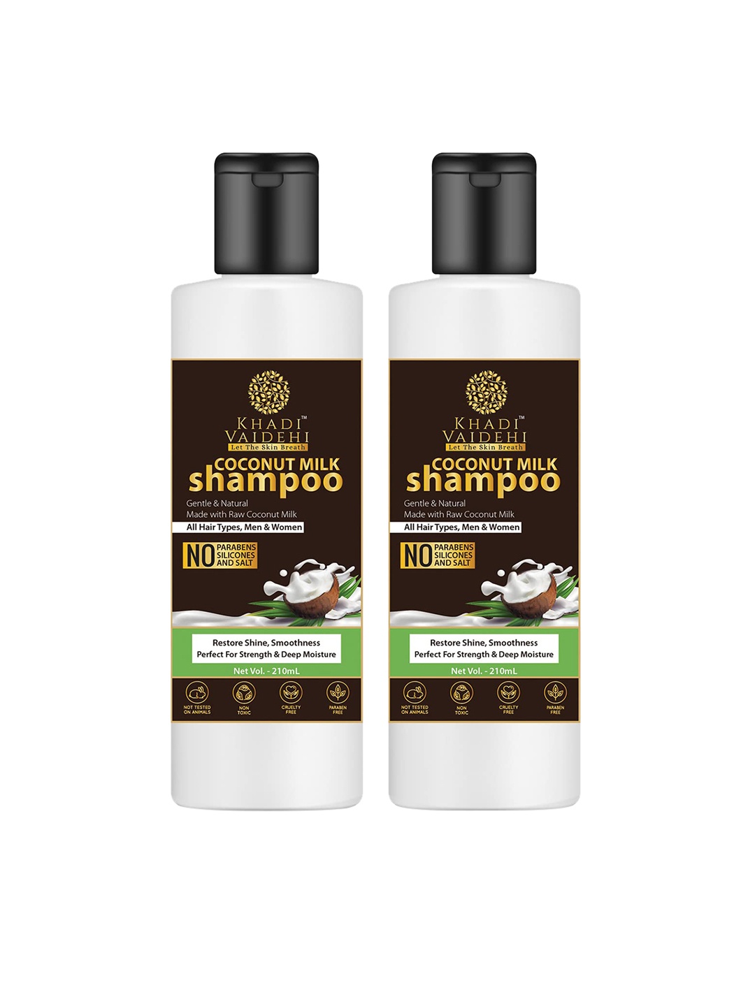 

Khadi Vaidehi Set of 2 Paraben-Free Coconut Milk Shampoo - 210 ml Each, White