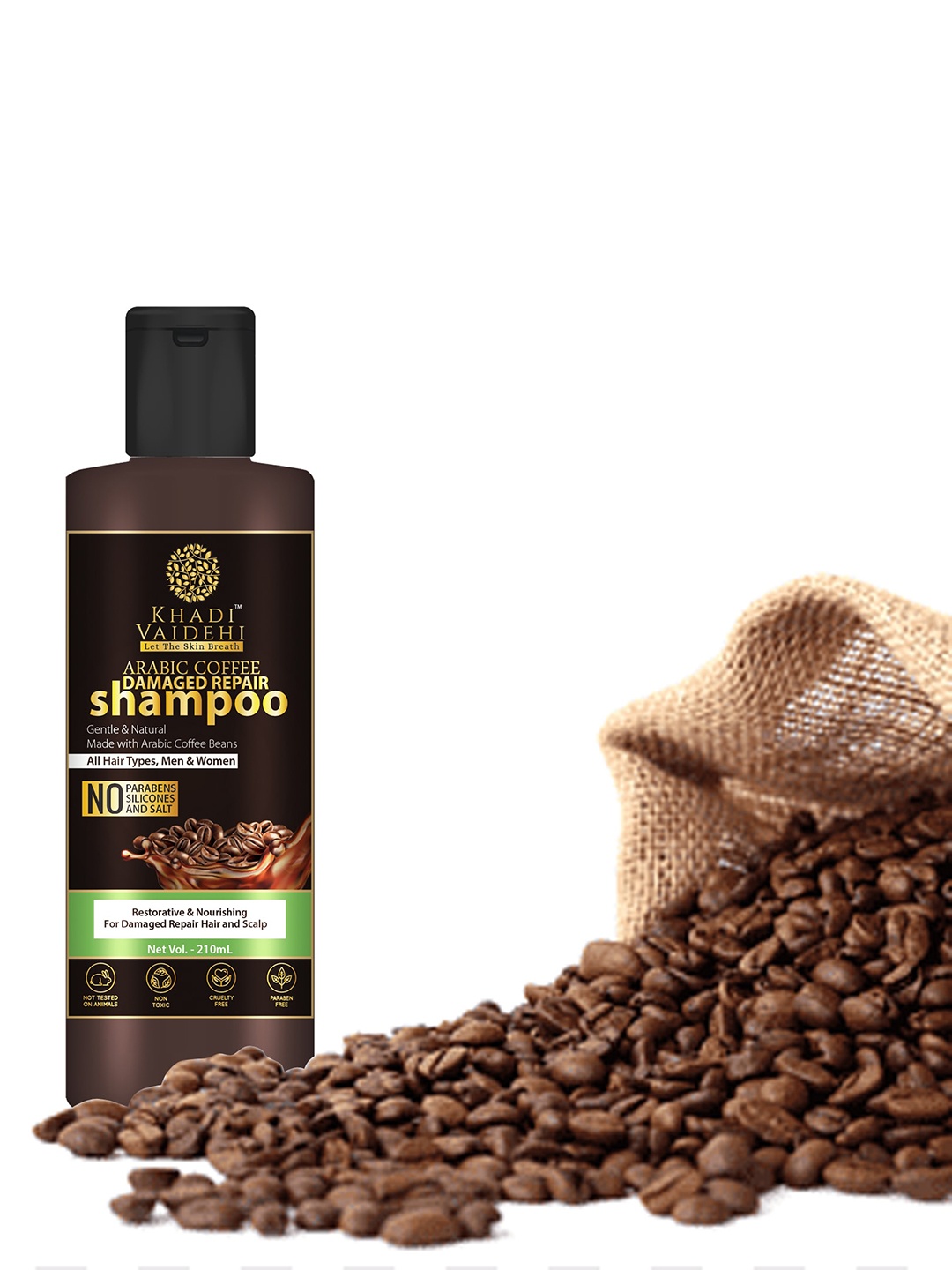 

Khadi Vaidehi Arabic Coffee Damaged Repair Shampoo for All Hair Types - 210 ml, Brown