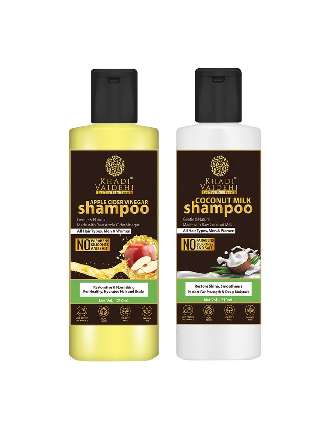

Khadi Vaidehi Set of 2 Paraben-Free Shampoos for All Hair Types - 210ml each, Brown