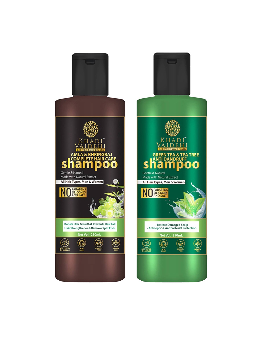 

Khadi Vaidehi Set of 2 Paraben-Free Shampoos for All Hair Types - 210ml each, Brown