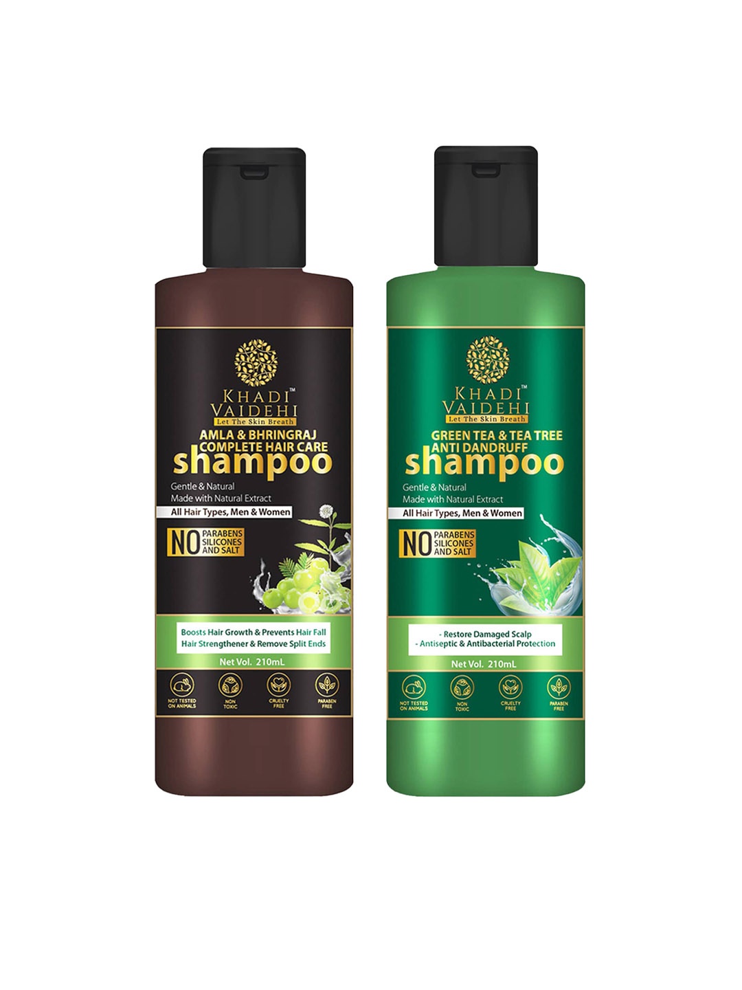 

Khadi Vaidehi Set of 2 Paraben-Free Shampoos for All Hair Types - 210ml each, Brown